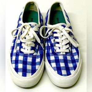 Women's 7 Blue White Gingham Check SeaVees for J. CREW Sneakers